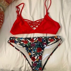 Floral red bikini set